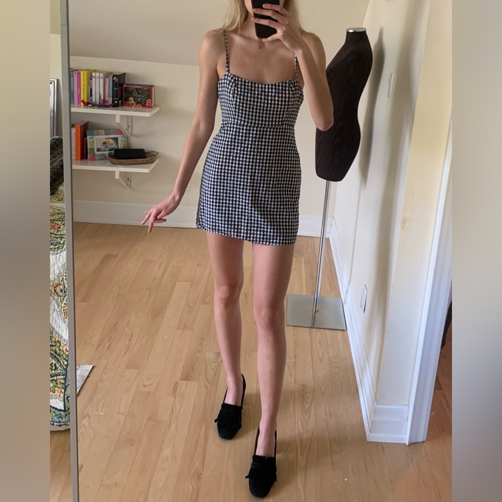 Chic Gingham Mini Dress - Black and White Checkered Sundress